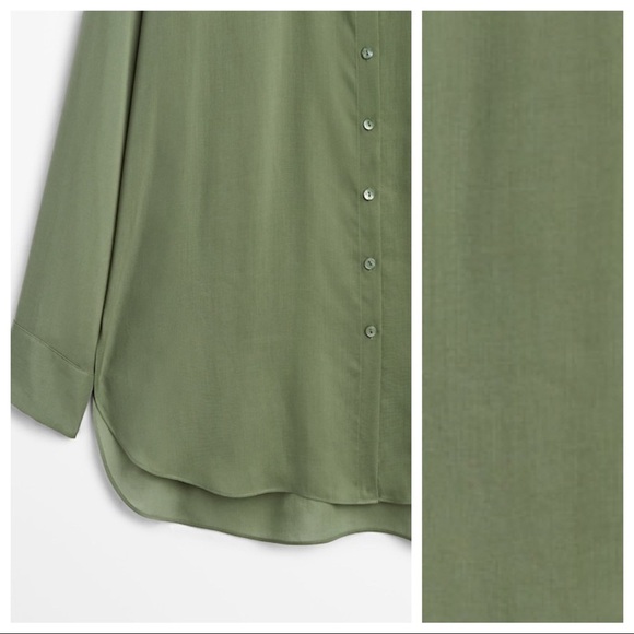 NWOT. Massimo Dutti Green 100% Lyocell Flowing Shirt. Size XS. - Picture 5 of 10